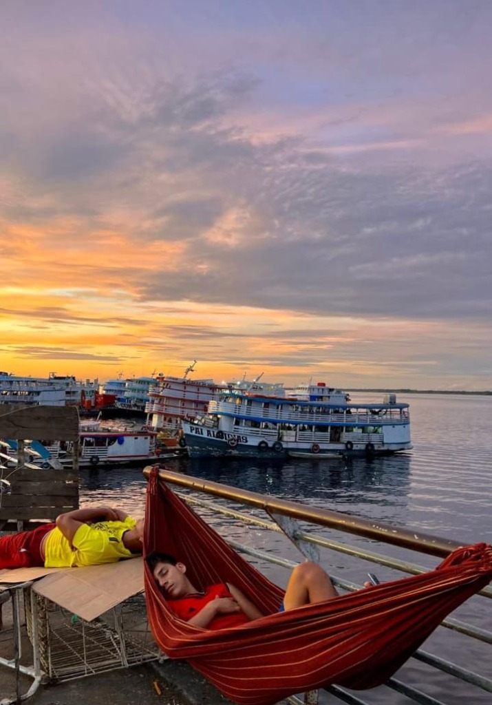 Lodge hammocks at sunset on a Yolda expedition